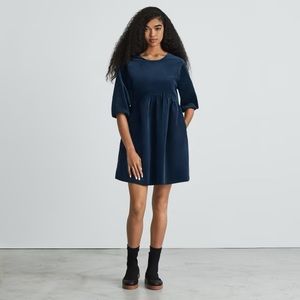 EVERLANE Corduroy‎ Mini Dress Babydoll Balloon Sleeve Blue Size M